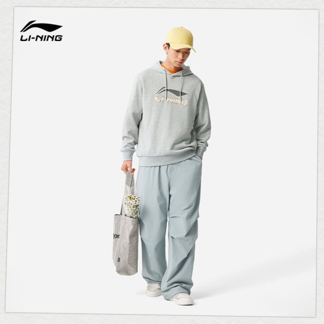Li Ning Sweatshirt Men's 2025 New Spring Women's Casual Long Sleeve Hoodie Printed Top Women's Sportswear