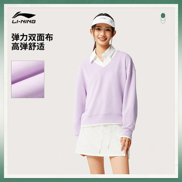Li Ning tennis sweatshirt women's 2025 new spring women's v-neck top casual long-sleeved sweater sportswear