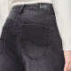 Lee25 spring and summer new loose fit hollow design black gray women's wide-leg jeans