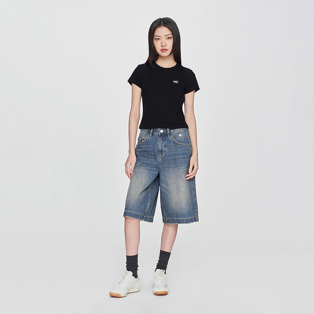 
Lee25 spring and summer new product slim fit round neck embroidered small logo women's short-sleeved T-shirt trendy LWT009873207