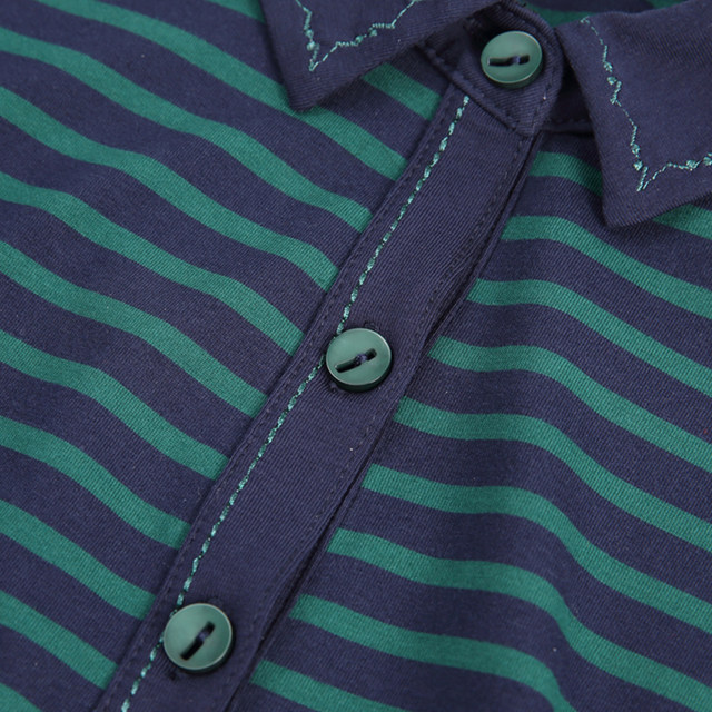 Milanden middle-aged and elderly mothers' POLO collar long-sleeved T-shirt women's spring and autumn new fashion striped knitted top