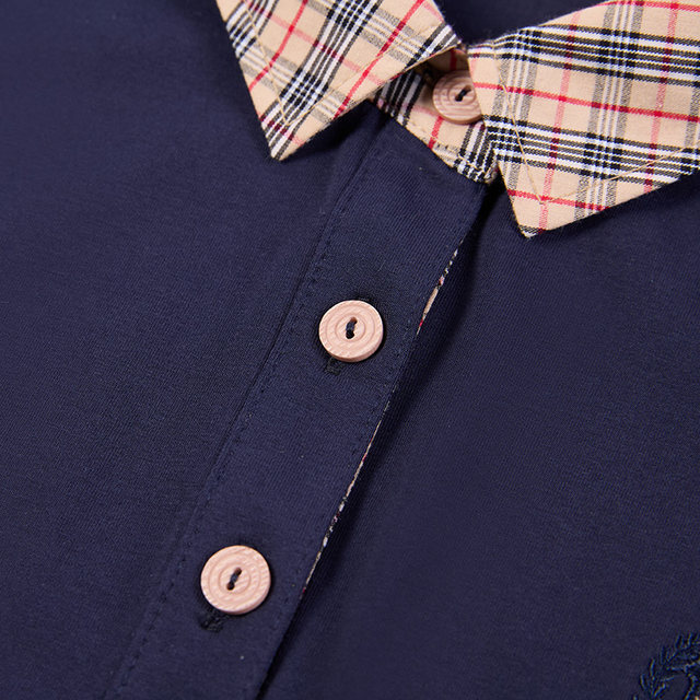 Miranden Middle-aged and Elderly Mothers' Summer 2025 New Fashionable Check Lapel Knitted T-shirt for Women Short Sleeves