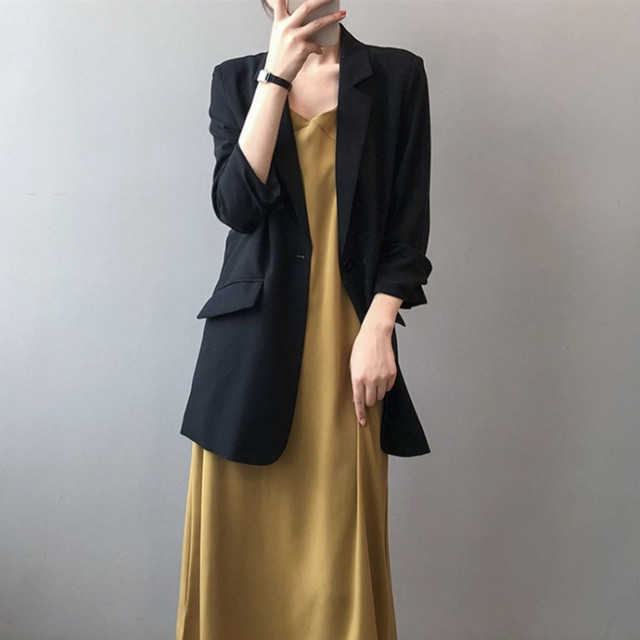 Thin chiffon small suit for women mid-length summer high-end slim and ...