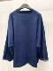 18178 retro blue printed patch oblique button cotton twill denim shirt loose long sleeve pullover top