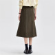 Giordano long umbrella skirt for women pure cotton grinding commuter pleated A-line skirt semi-elastic waist skirt 05464701