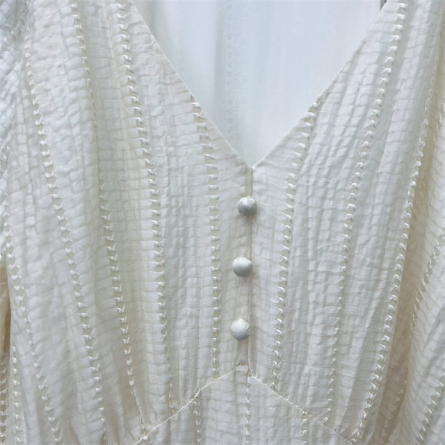 fei2025 spring new product French long-sleeved dress female temperament slim and fresh tea skirt 5258
