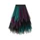 New color-blocking mesh multi-layer irregular and versatile elastic waist mid-length skirt skirt #8063 customized
