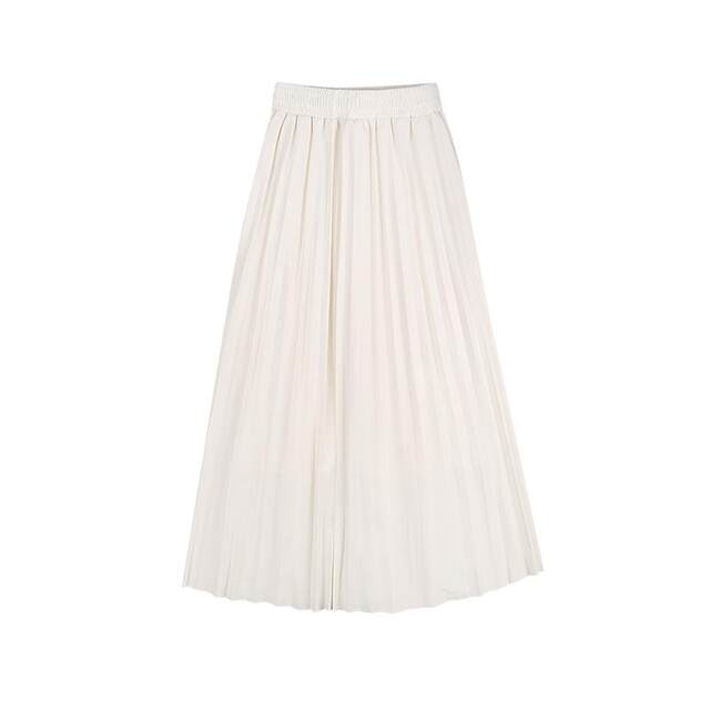Sweet apricot long skirt for women 2024 new autumn and winter elastic waist design small high-waisted pleated skirt

