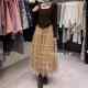 2025 spring and summer cake splicing pink high waist half body solid color cake skirt loose long skirt temperament commuter skirt
