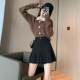 Black pleated skirt autumn 2025 new autumn winter design flask abdomen zipper high -waisted half body skirt A -line skirt