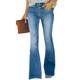 Cross-border European and American spring new Amazon fashion breasted bell-bottom pants high-waist stretch jeans women's trousers customized
