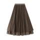 Pleated skirt for women in autumn and winter spliced ​​lace skirt for mid-length two sides with draped fashionable mesh big hem skirt 8611
