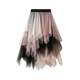 New color-blocking mesh multi-layer irregular and versatile elastic waist mid-length skirt skirt #8063 customized
