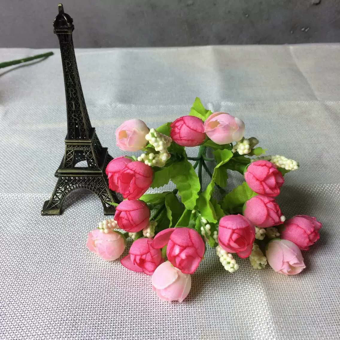 玫瑰小花苞式仿真花婚房新居装饰绢花假花仿真花插摆