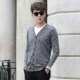 Spring men's V-neck knitted cardigan thin mid-length sweater with Korean casual buttonless cardigan jacket trendy