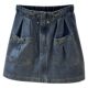Extra large size 300Jin [Jin equals 0.5 kg] High-waist denim skirt for women in summer slim drawstring M zipper design hip-covering short skirt

