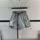 Large pocket worker skirt female 2024 summer new loose waist tape rope thinner A -line casual sports skirt
