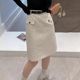 White polka dot printed skirt for women with large size mid-length skirt for summer high waist short skirt versatile slim A-line hip-pack skirt