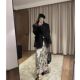 Retro champagne golden print velvet skirt women autumn and winter mid -length A -line skirt high waist and thin large umbrella skirt