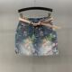 
Flower printed denim skirt for women 2025 summer new retro high waist versatile slim A-line hip skirt