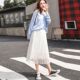 Large -size gauze skirt in the half -body skirt in the half -body skirt, white fair fairy nets skirt, autumn and winter, thin and drooping, covered with lace pleated skirt
