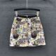
2025 summer new Hong Kong style retro printed high-waist denim skirt for women casual and versatile A-line hip short skirt