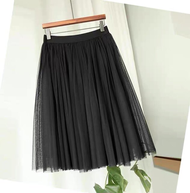2025 spring, autumn and winter new Korean mesh skirt big robe princess puffy short skirt high waist skirt women summer