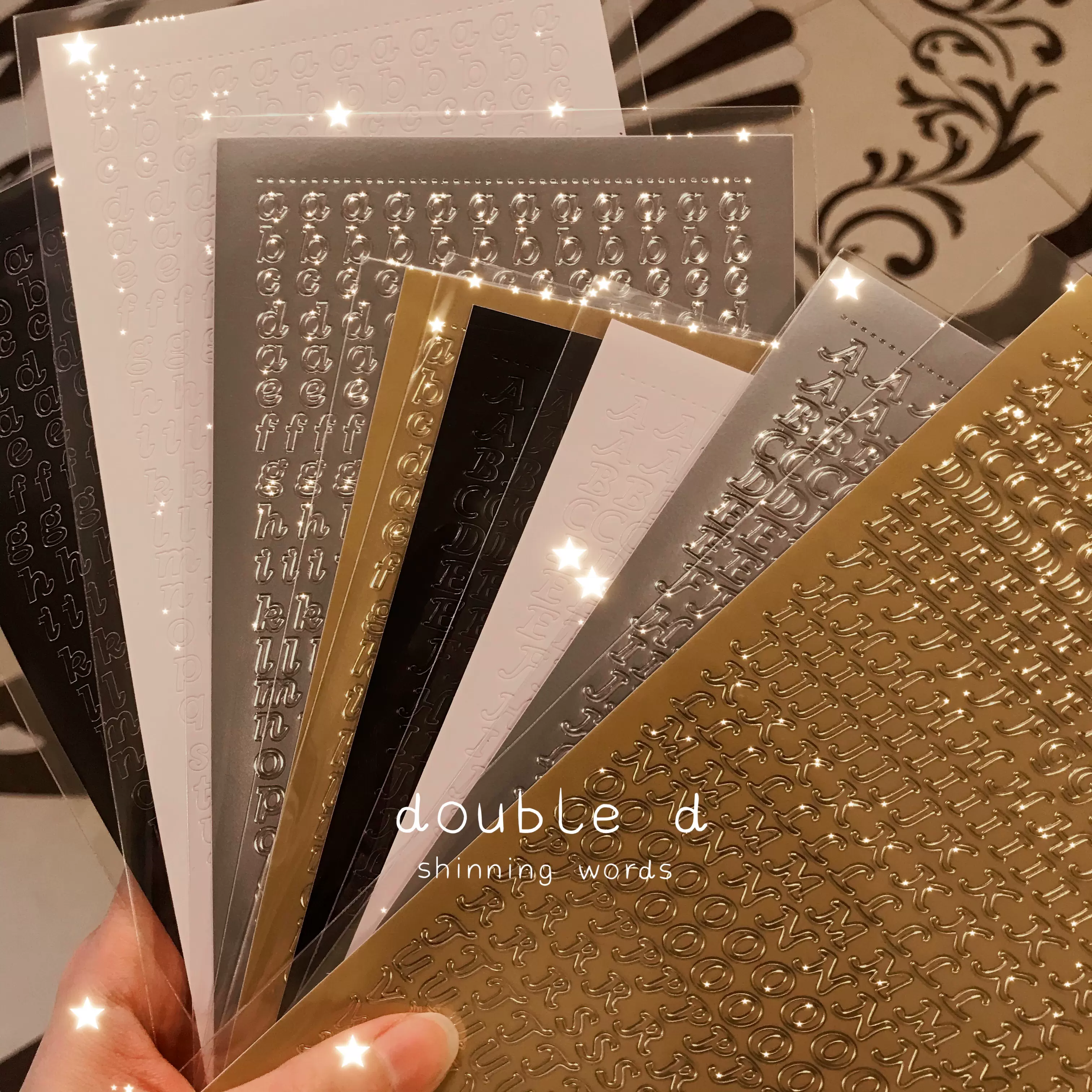 Double D字母貼紙韓國平替款花體英文字滴膠貼紙四 Double D字母貼紙韓國平替款花體英文字滴膠貼紙四