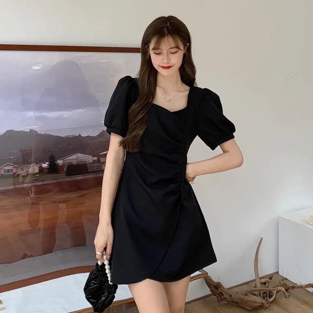 DG's new French floral suspender long skirt with waist slim holiday style mid-length slit dress
