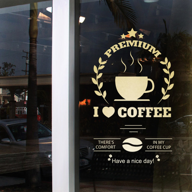 Simple personality European -style cafes Western restaurant shop customized business hours of glass door window decoration stickers
