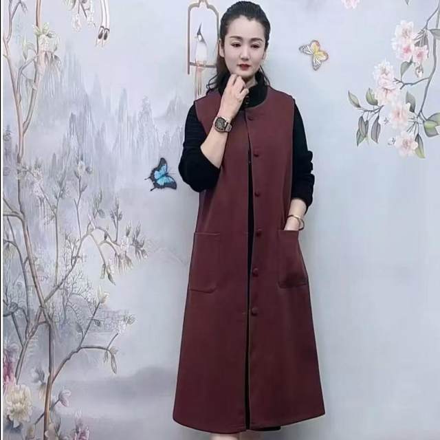 Mom's clothing spring and autumn Internet celebrity temperament versatile vest fashionable slimming long loose single-piece vest jacket