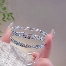 999 Pure Silver Broken Ice Bracelet Feminine Loop Foot Silver Bracelet Girl High Emotional Man's Day Gift to Girlfriend