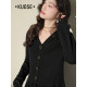 Wide -colored black knitted long -sleeved dress long skirt female 2024 autumn and winter new bottom bottom with sweater skirt