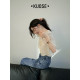 Wide color apricot v-neck lace short shirt blouse for women 2025 summer new temperament cardigan jacket thin top