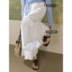 Wide color khaki A-line skirt pants wide-leg pants for women 2025 summer new ruffled nine-point casual pants