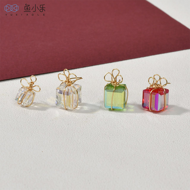 Christmas series extremely glorious Christmas gift box pendant crystal bead pendant diy bracelet necklace ear jewelry accessories