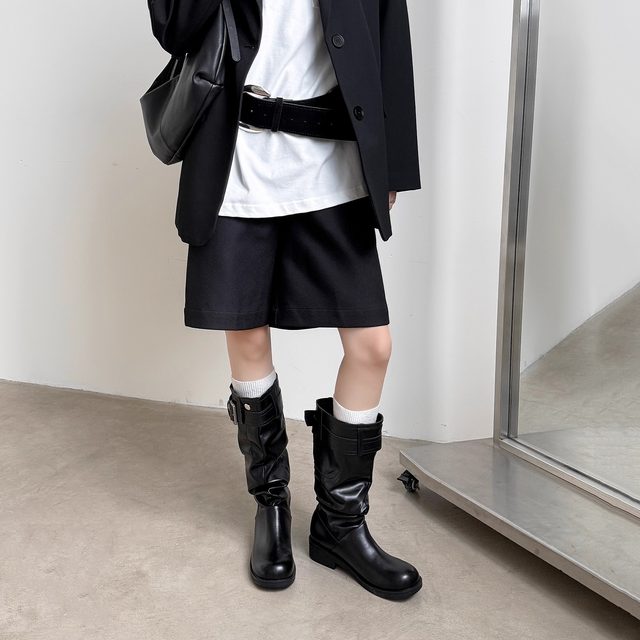 Meow's Sky 2025 Autumn New Slim Tall Boots Long Boots Women's Thick Heel Versatile Western Cowboy Boots