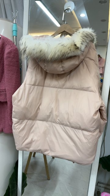 004004 milk puff real hair collar 90 gooseberry hooded one-hand gooseberry jacket for women winter thickened bread clothes
