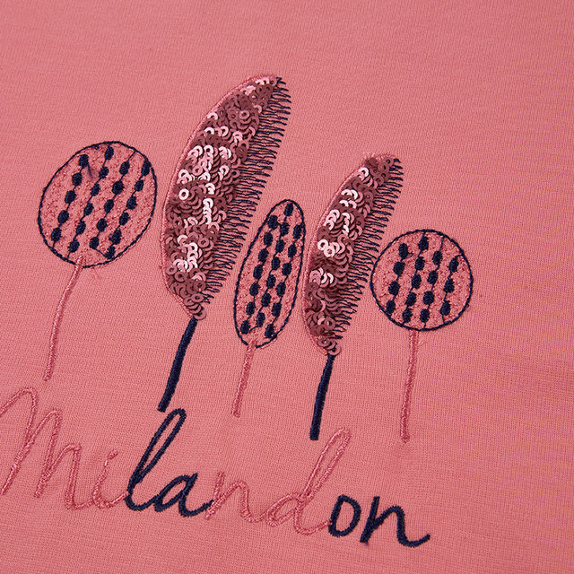 Milanden middle-aged and elderly mothers' clothing 2025 new autumn women's casual long-sleeved round neck embroidered T-shirt thin section