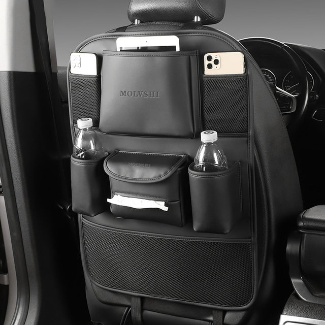 Car chair back storage bag hanging bag leather car chair back storage ...
