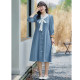Short and thin MM large size dress 2024 autumn new French bow waist waist A -line anti -denim long skirt