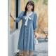 Short and thin MM large size dress 2024 autumn new French bow waist waist A -line anti -denim long skirt