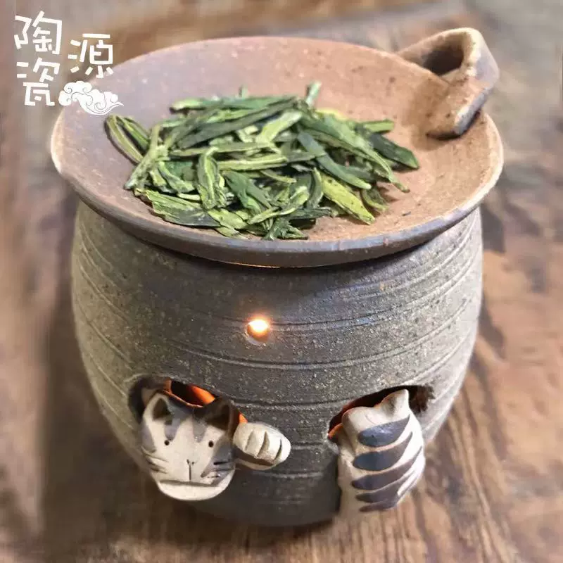 日本进口常滑烧纯手工制作陶瓷猫咪茶香炉专用熏茶叶香味香炉