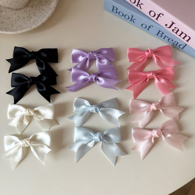 Cute satin bow hair clip bangs clip broken hair edge clip double ponytail ribbon clip girl hair accessories hair clip