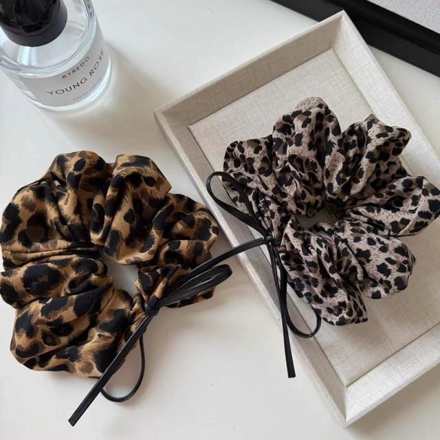 
Autumn and winter new leopard print bow hair tie, temperament and versatile atmosphere, ponytail hair rope ball scalp hair accessories