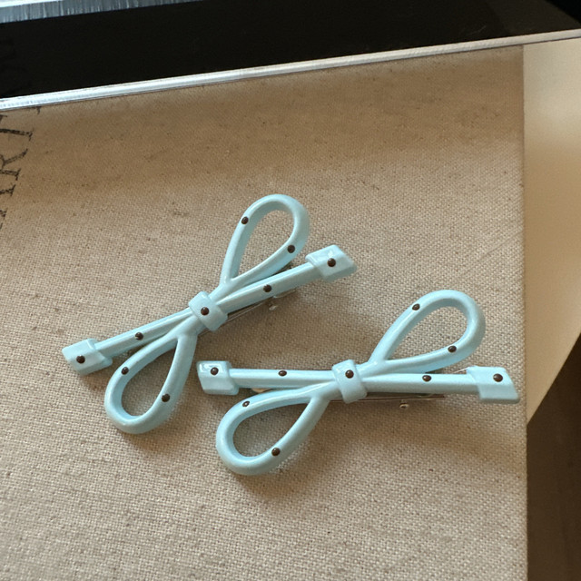 Korean new style blue brown polka dot hair clip bangs clip broken hair side clip cute side clip internet celebrity duckbill clip