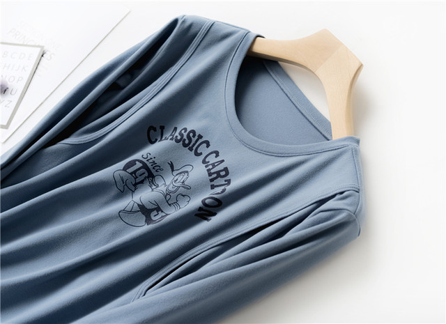 DeRong Pregnant Women's Warm Plus Velvet Thickened Postpartum Side Opening Nursing Top Nursing Confinement Clothes Long Sleeve Autumn and Winter