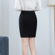 Professional skirt anti-exposure women's summer mid-skirt one-step hip skirt high waist pocket black slim elastic working skirt