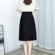 A-line skirt new summer mid-length double pocket anti-exposed elastic waist black elastic large size slim fit