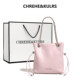 CHREHE/KULRS cowhide bucket bag for women 2025 autumn new drawstring chain tote bag one-shoulder crossbody bag